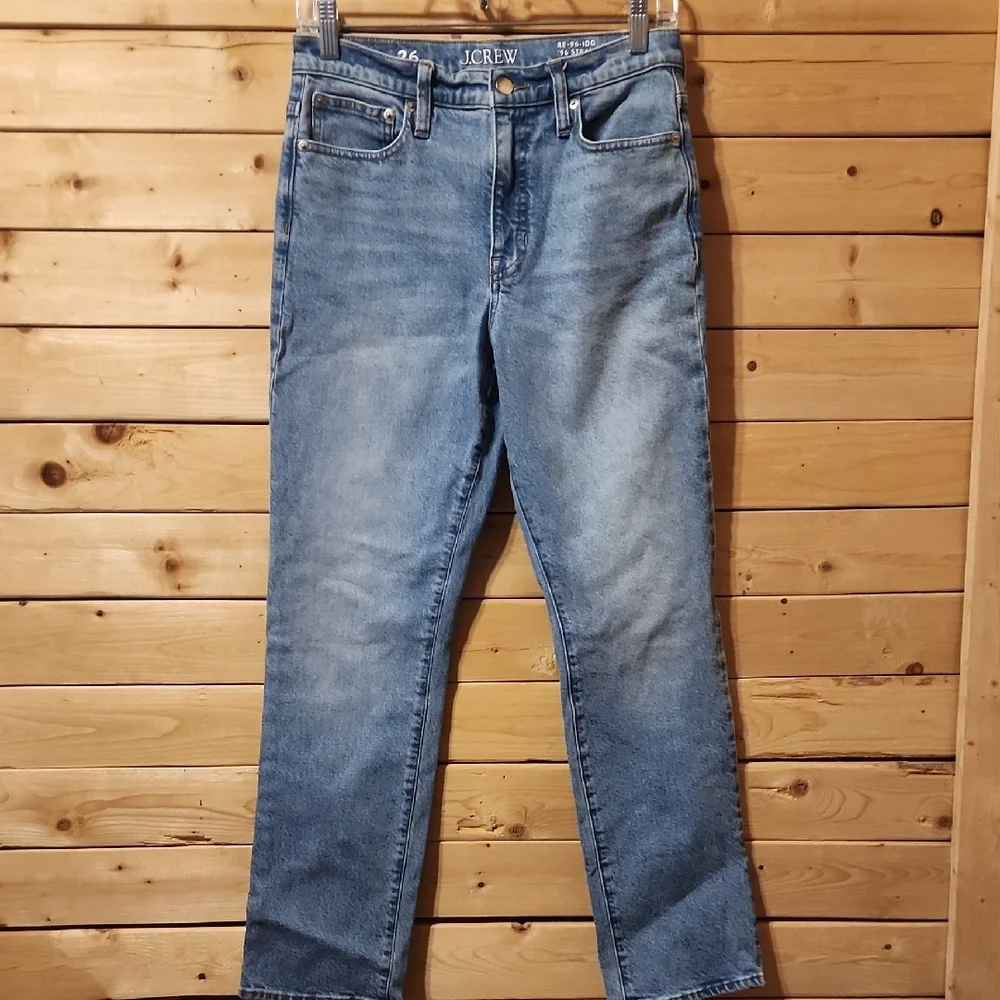 Womens J.Crew Jeans Size 26 RE-96-IDG Inseam 28in Straight Leg Cotton